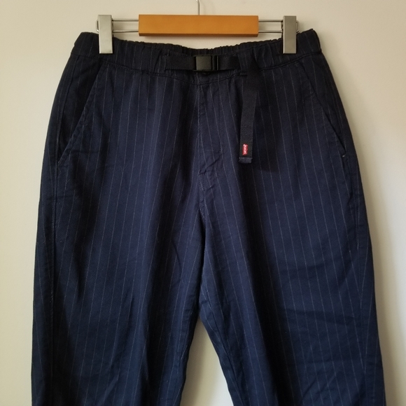 LEVI'S Premium Pull On Taper Pants Navy Blue Pinstripe Size S - Picture 5 of 16
